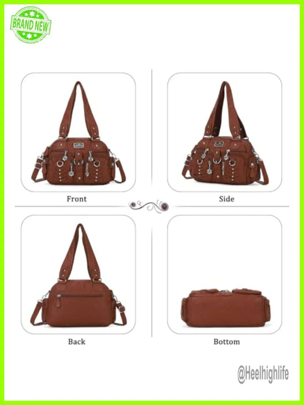 Small Hobo Crossbody Bag Vegan Leather Multi-Pocket Purse